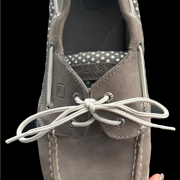 Sperry Top Sider Gray Leather Polka Dot Boat Shoes STS90818 Women's 12 - Picture 4 of 7